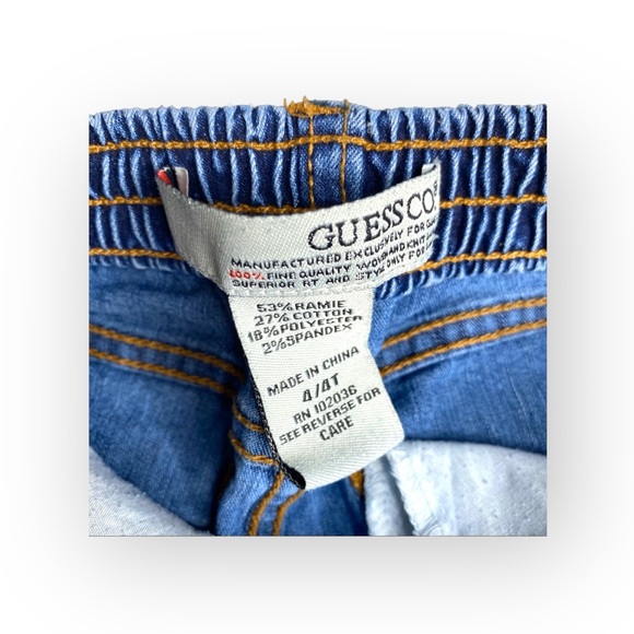 Guess ❤︎ Embroidered Butterfly Knee Patch Denim Jeans ❤︎ 4 4T ❤︎ Elastic Waist - Picture 13 of 16